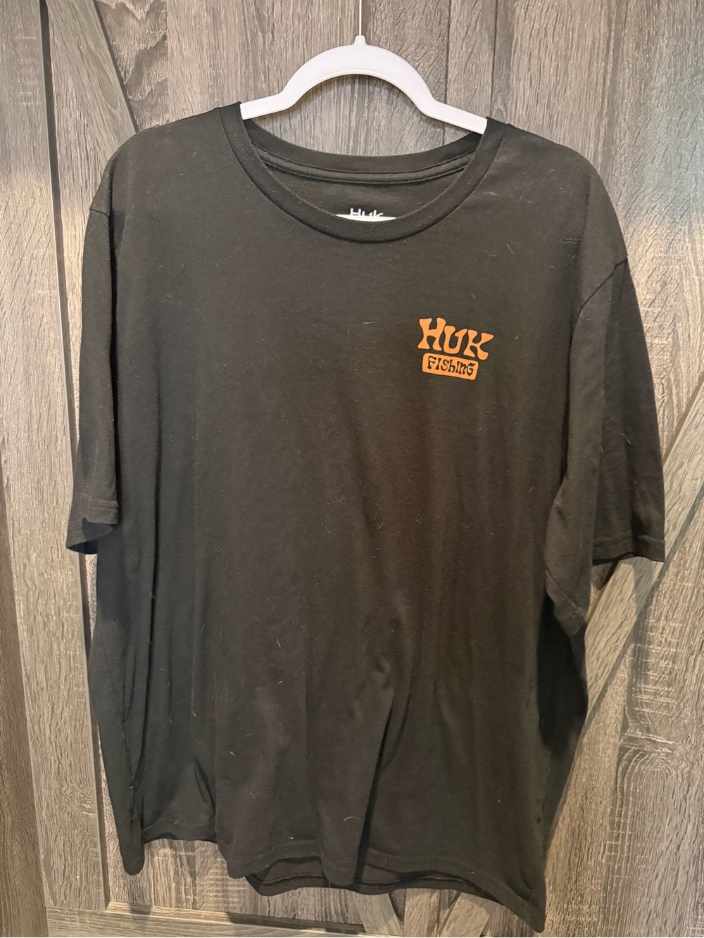 Huk Black Short-Sleeve Tee with Orange Logo